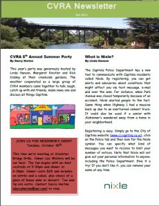 Fall 2012 CVRA Newsletter